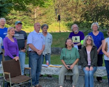 Group of Searsmont Dems outdoors at local organizing meeting